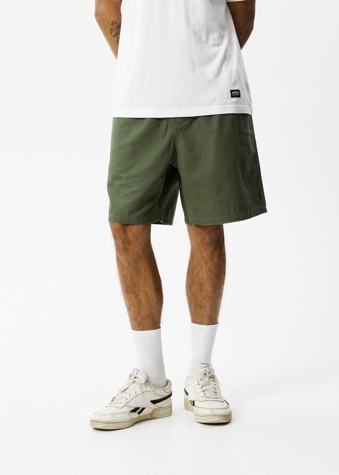 Afends Mens Ninety Eights - Recycled Baggy Elastic Waist Shorts - Cypress 