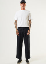 Afends Mens Chess Club - Hemp Relaxed Pants - Black - Afends mens chess club   hemp relaxed pants   black 