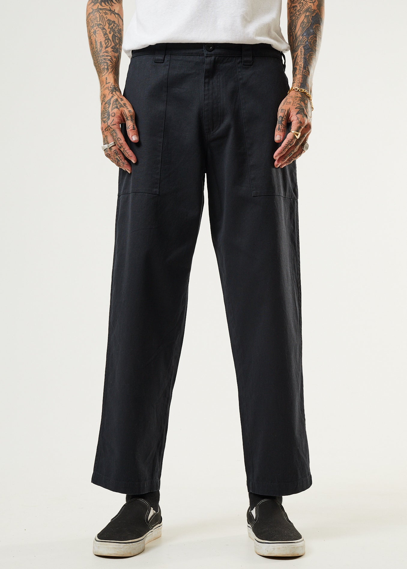 Chess Club - Men's Hemp Relaxed Pants - Black - Afends AU.