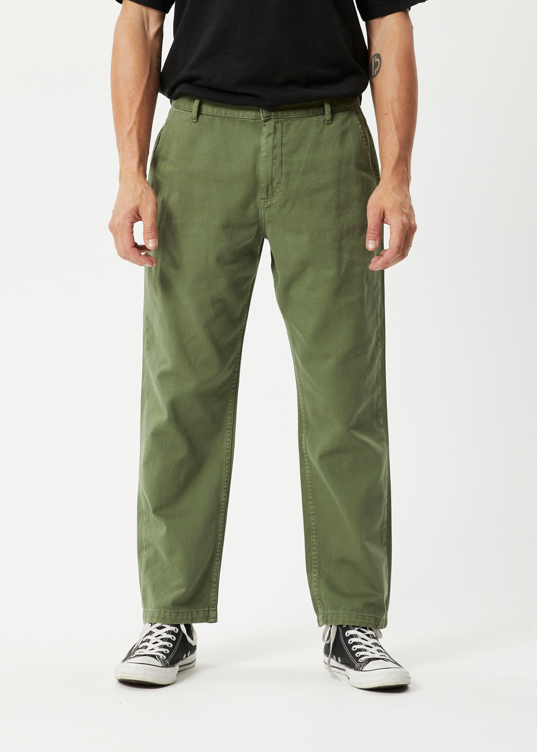 AFENDS Mens Ninety Twos - Twill Relaxed Pants - Cypress 