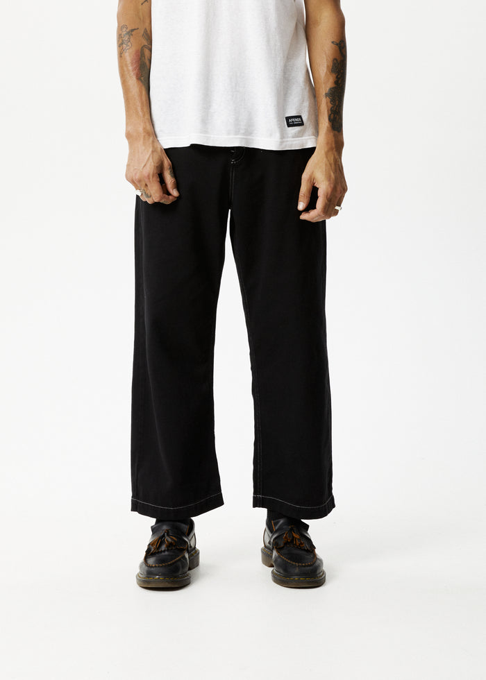 Afends Mens Pablo - Recycled Baggy Pants - Black 