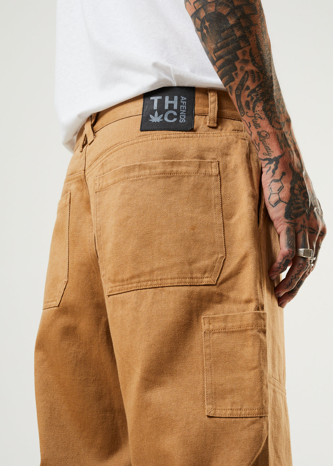 AFENDS Mens Richmond - Baggy Carpenter Pants - Chestnut 