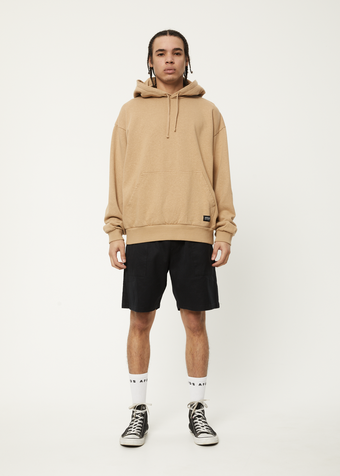 AFENDS Mens All Day - Relaxed Hoodie - Tan 