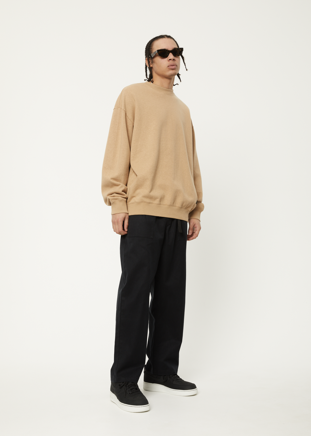 AFENDS Mens Indica - Crew Neck Jumper - Tan 