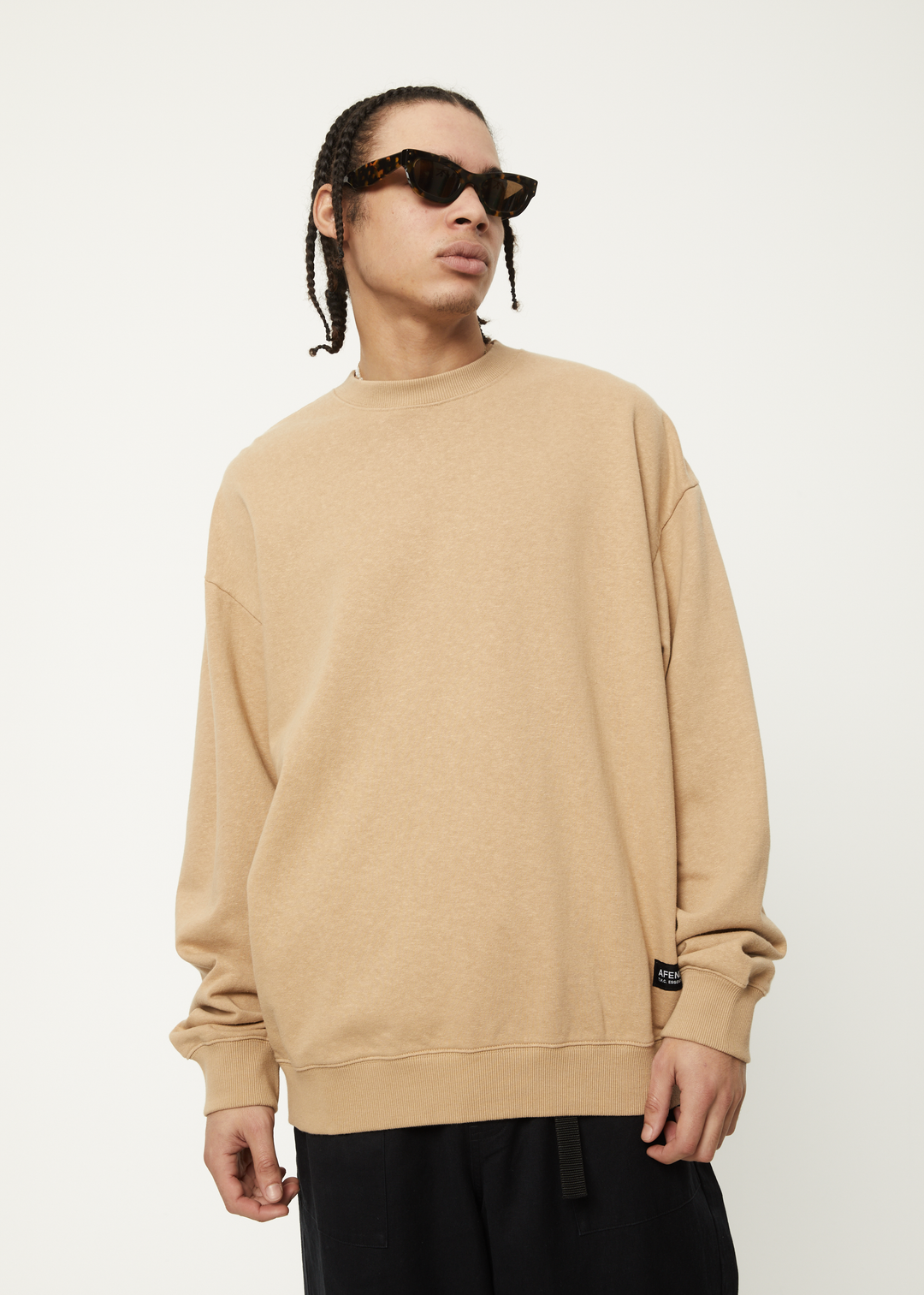 AFENDS Mens Indica - Crew Neck Jumper - Tan 