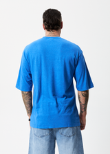 Afends Mens Rolled Up - Hemp Oversized T-Shirt - Electric Blue - Afends mens rolled up   hemp oversized t shirt   electric blue 