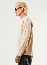 Afends Mens Machine - Recycled Long Sleeve T-Shirt - Bone - Afends mens machine   recycled long sleeve t shirt   bone 