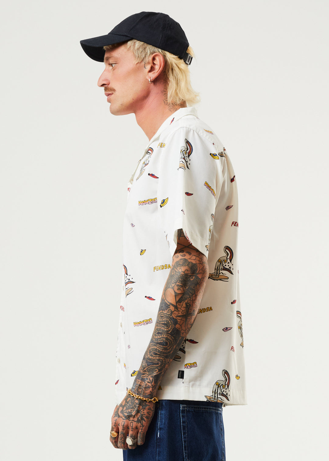 AFENDS Mens Fendsa - Cuban Short Sleeve Shirt - White 