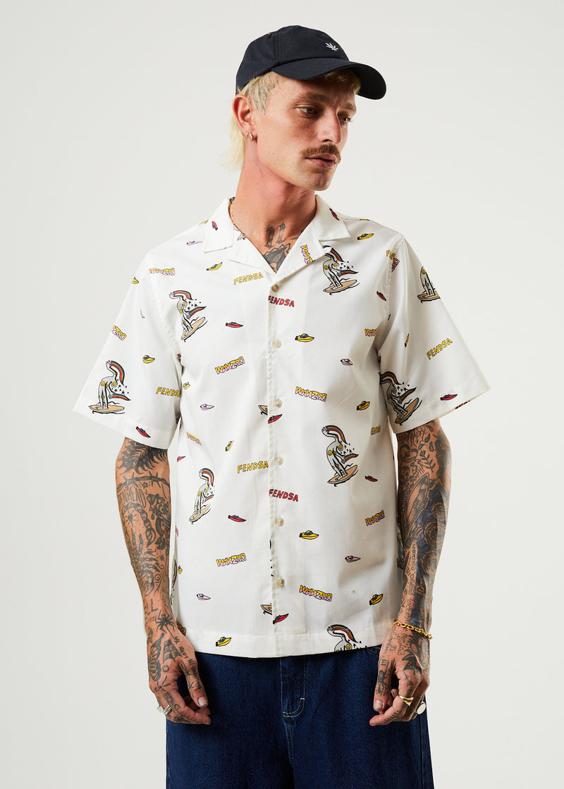 Afends Mens Fendsa - Recycled Cuban Short Sleeve Shirt - White