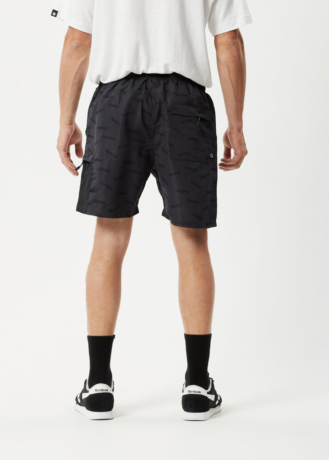 AFENDS Mens Fendsa - Elastic Waist Spray Shorts - Charcoal 