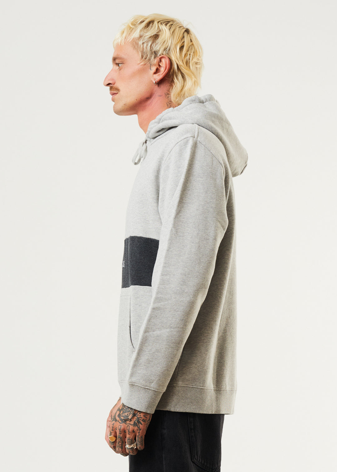 AFENDS Mens Panel - Hoodie - Grey Marle 