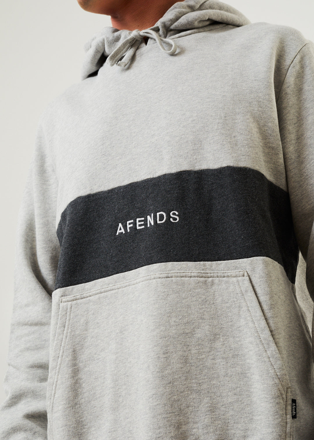 AFENDS Mens Panel - Hoodie - Grey Marle 