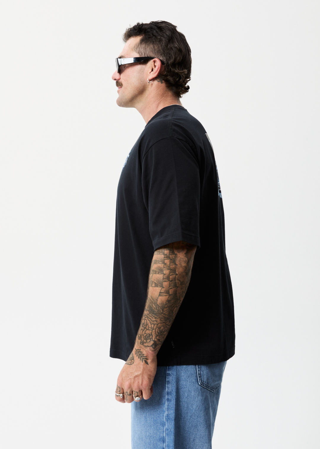 AFENDS Mens Metal - Oversized T-Shirt - Black 