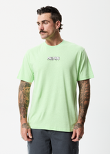 Afends Mens Drip - Hemp Retro T-Shirt - Lime Green - Afends mens drip   hemp retro t shirt   lime green 