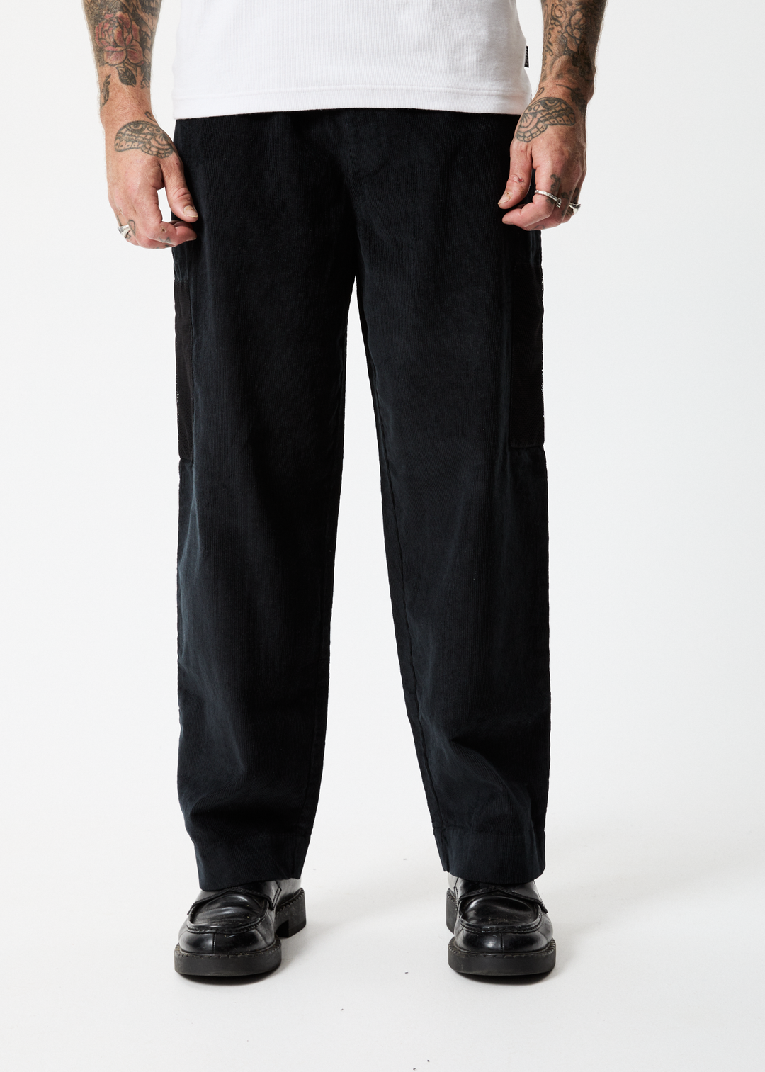 AFENDS Mens Asta - Corduroy Relaxed Pants - Black 