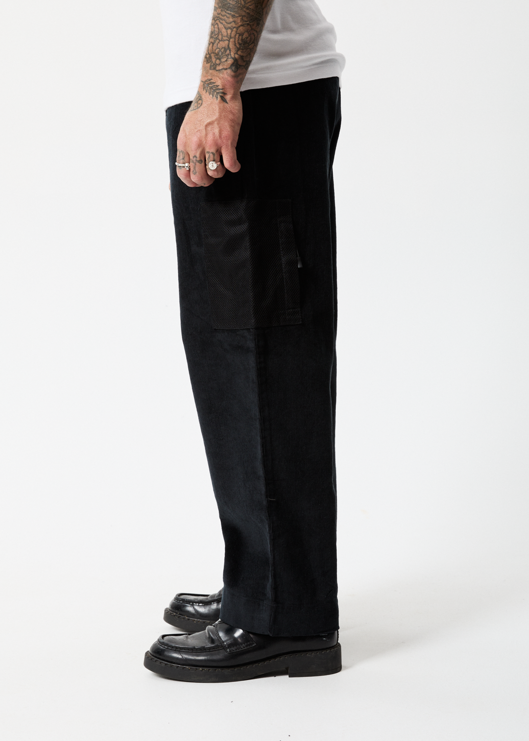 AFENDS Mens Asta - Corduroy Relaxed Pants - Black 