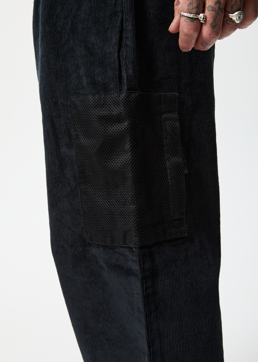 AFENDS Mens Asta - Corduroy Relaxed Pants - Black 