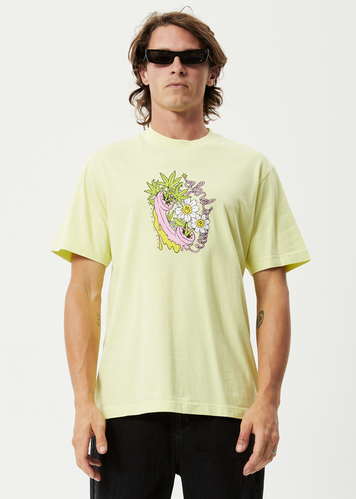Afends Mens Big Talk - Recycled Oversized Graphic T-Shirt - Citron 