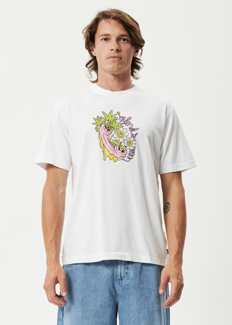 Afends Mens Big Talk - Recycled Oversized Graphic T-Shirt - White