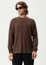 Afends Mens Essential - Hemp Retro Long Sleeve T-Shirt - Coffee - Afends mens essential   hemp retro long sleeve t shirt   coffee 