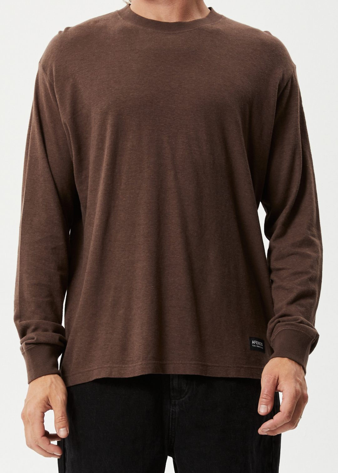 AFENDS Mens Essential - Long Sleeve Tee - Coffee 