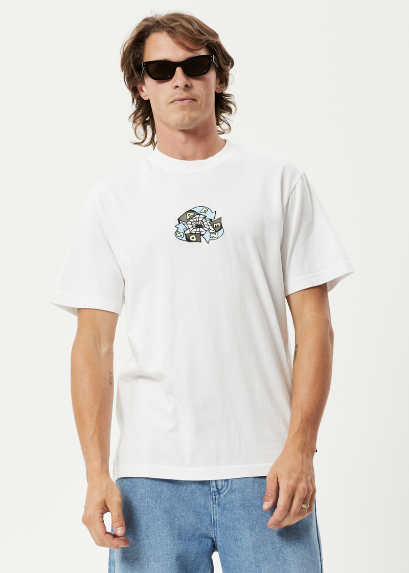 Afends Mens Warped - Recycled Retro Graphic T-Shirt - White