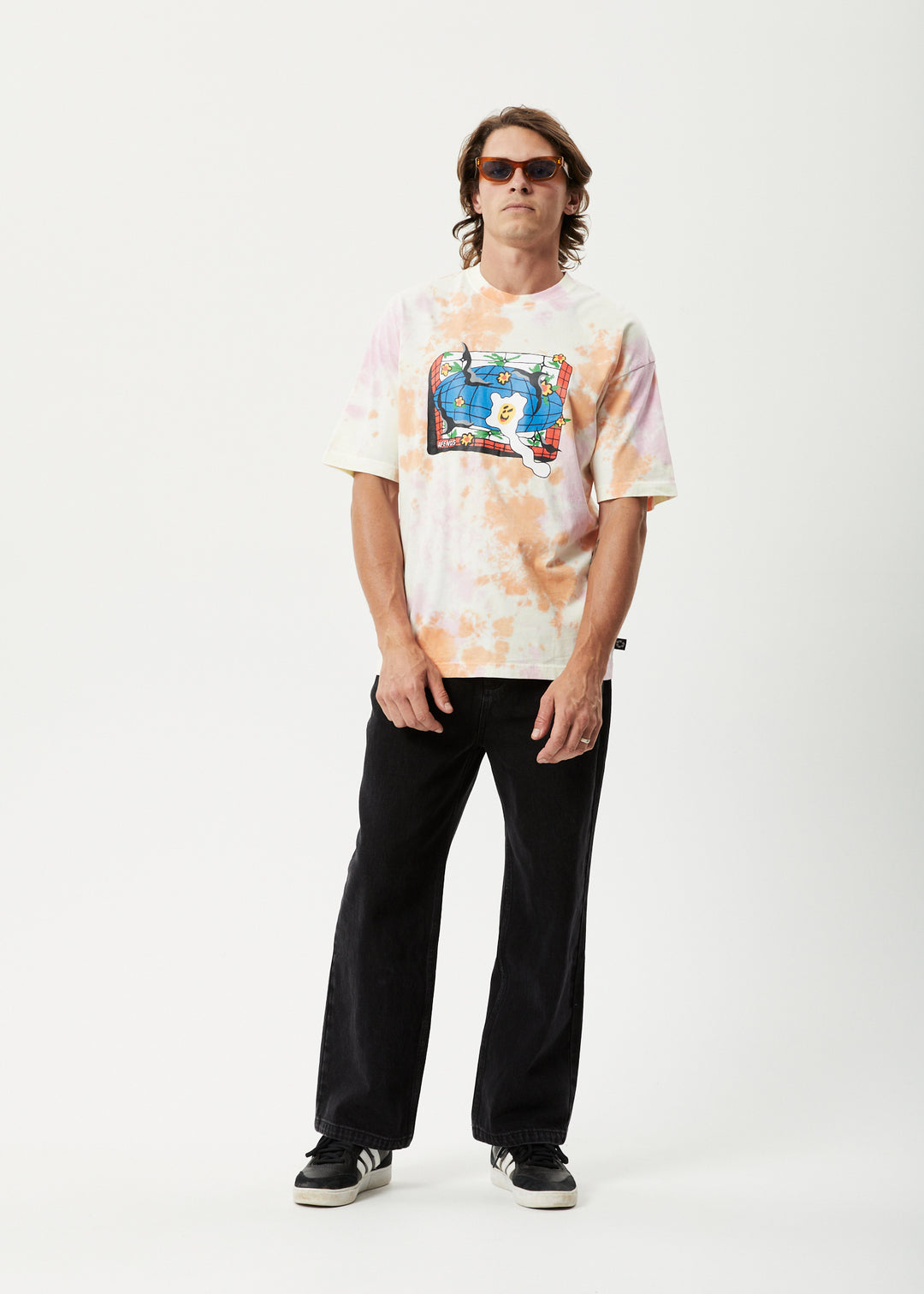 AFENDS Mens Globe - Oversized Graphic T-Shirt - Multi 