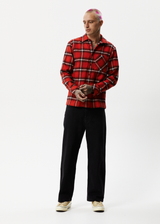 Afends Mens Nobody - Recycled Flannel Long Sleeve Shirt - Deep Red - Afends mens nobody   recycled flannel long sleeve shirt   deep red 