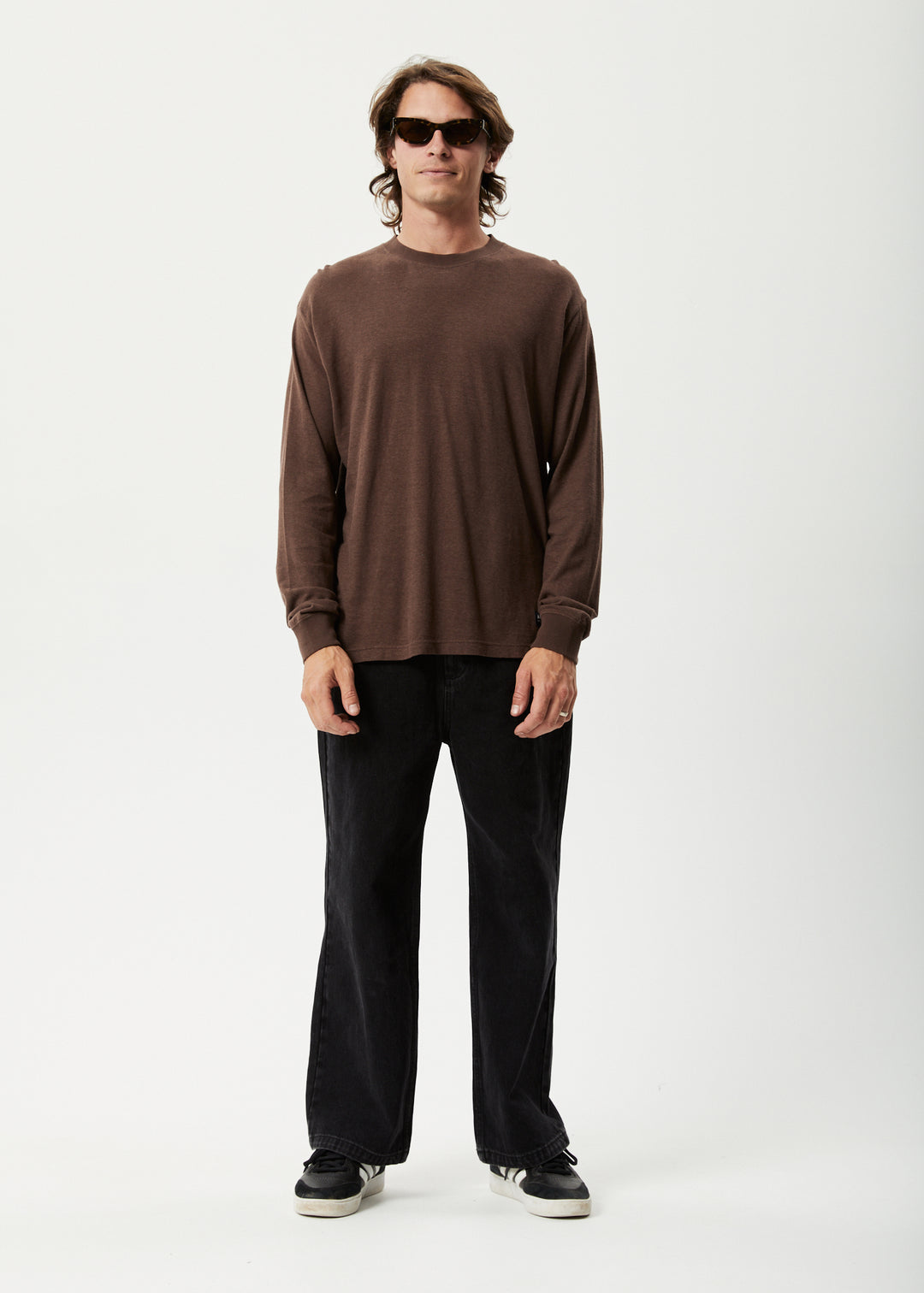 AFENDS Mens Essential - Long Sleeve Tee - Coffee 