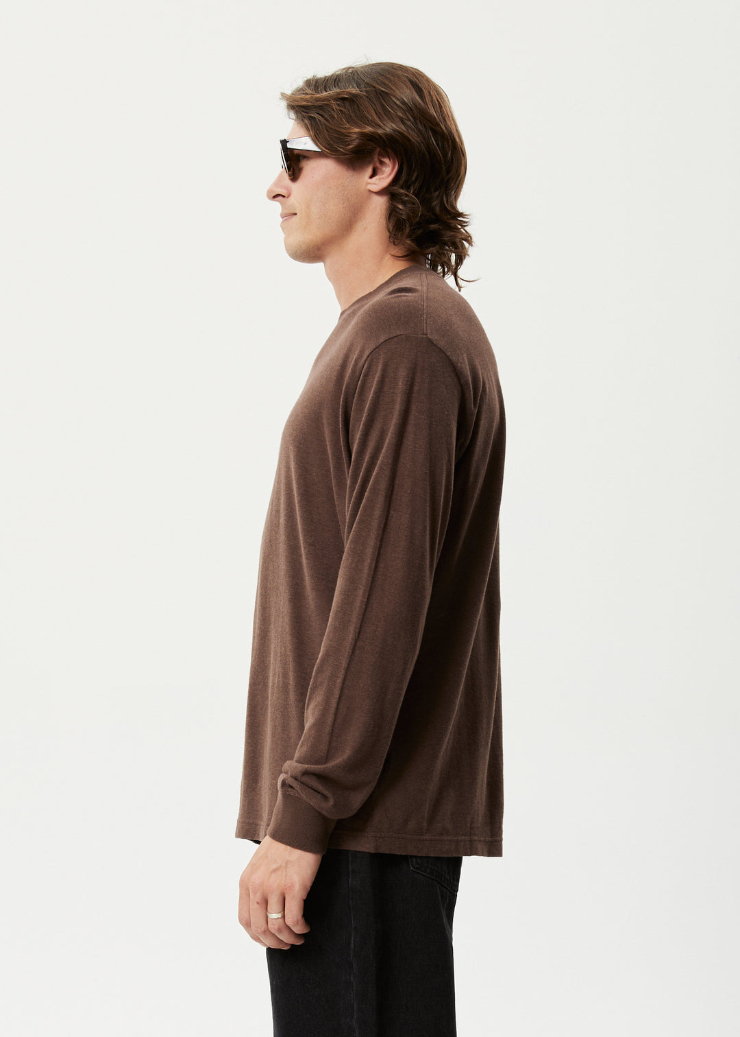 AFENDS Mens Essential - Long Sleeve Tee - Coffee 