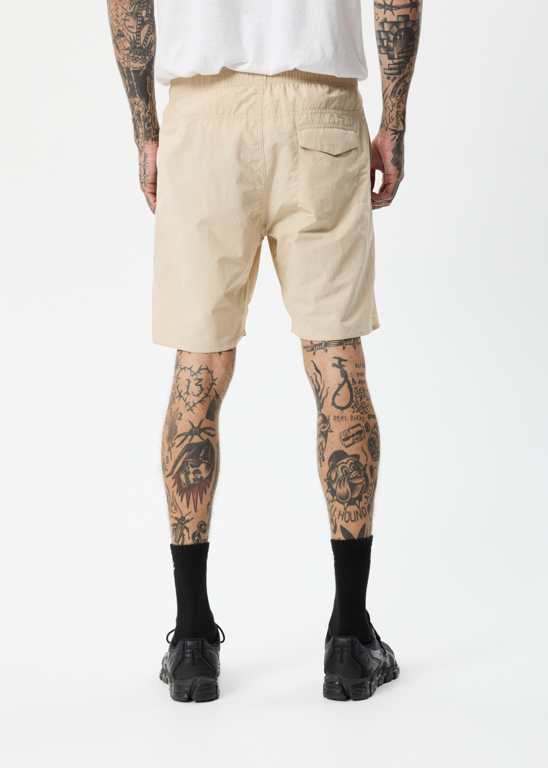 AFENDS Mens Baywatch Misprint - Elastic Waist Shorts - Bone 