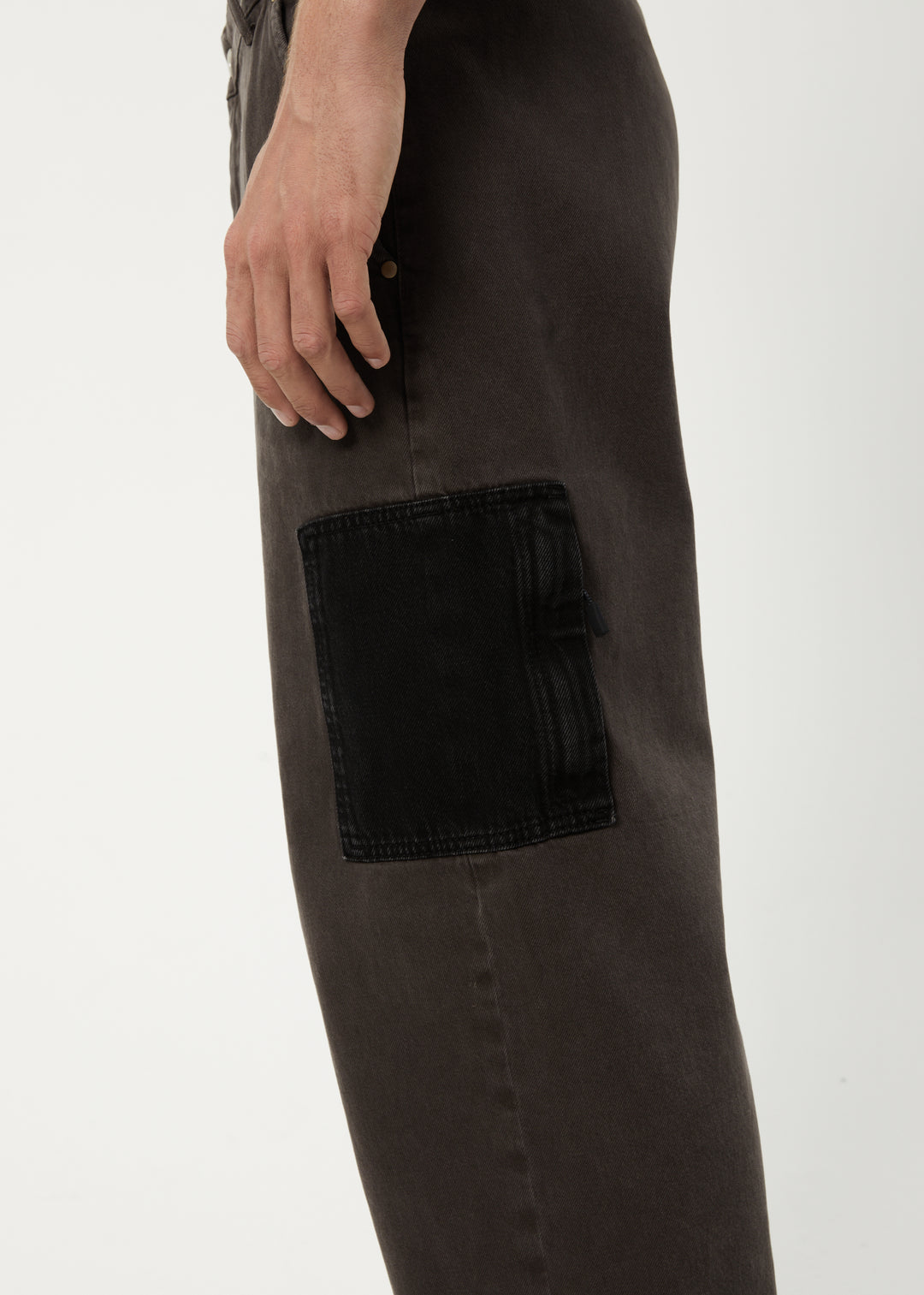 AFENDS Mens Cartel - Denim Wide Leg Jeans - Faded Coffee 