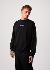 Afends Mens Spaced - Recycled Crew Neck Jumper - Black - Afends mens spaced   recycled crew neck jumper   black 