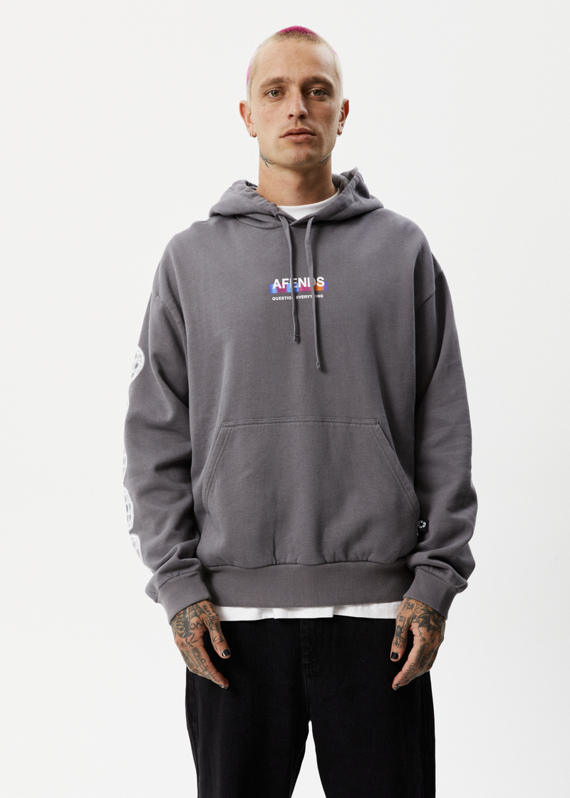 Afends Mens Question Everything - Recycled Hoodie - Gunmetal