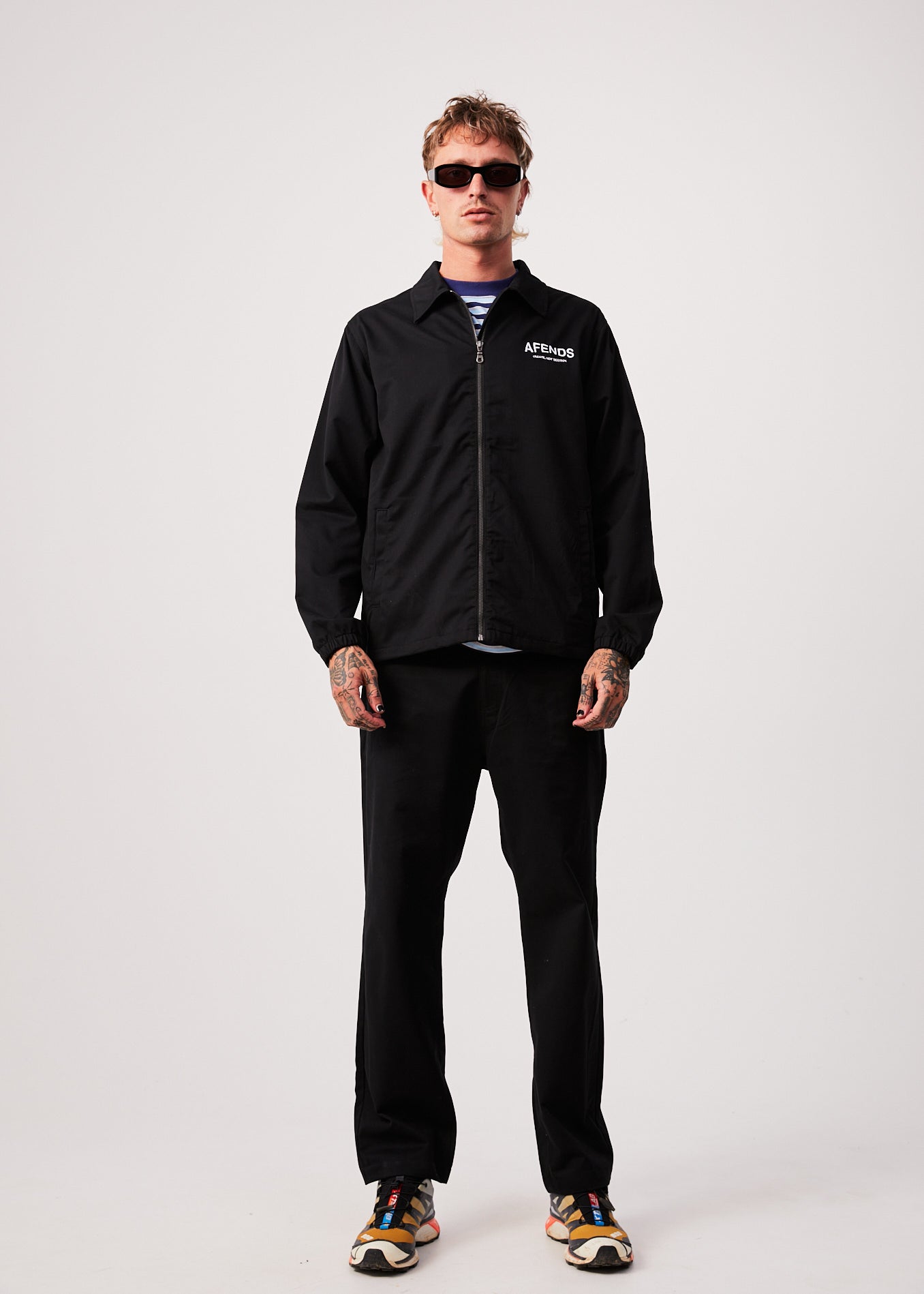 Spaced - Mens Recycled Coach Jacket - Black - Afends AU.