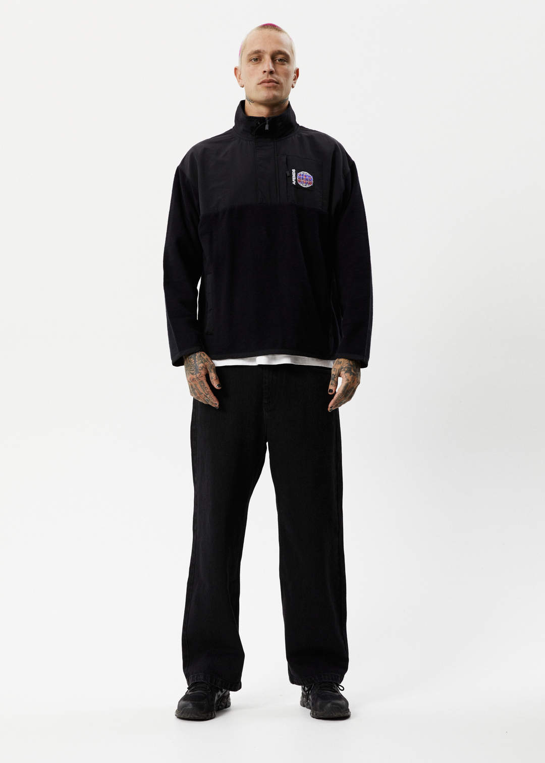 AFENDS Mens Nobody - Fleece Pullover - Black 