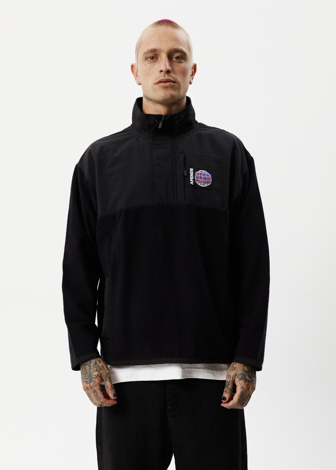 AFENDS Mens Nobody - Fleece Pullover - Black 