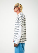 Afends Mens Warped - Recycled Retro Striped T-Shirt - White - Afends mens warped   recycled retro striped t shirt   white 