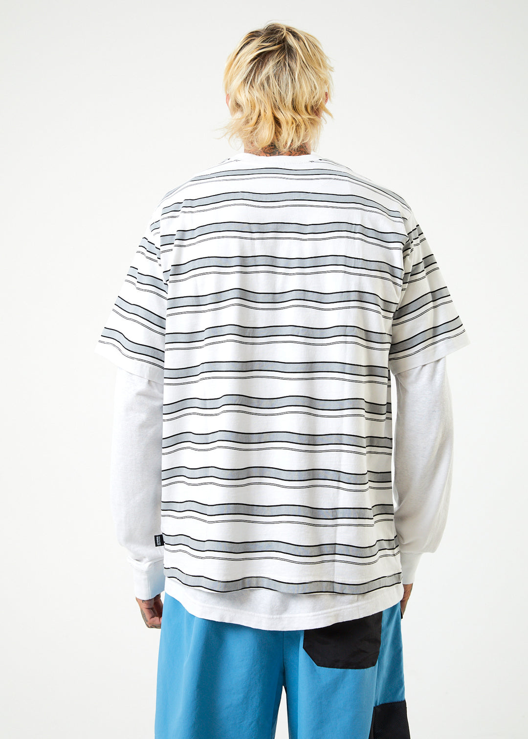 AFENDS Mens Warped - Retro Striped T-Shirt - White 