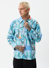 Afends Mens Thermal - Recycled Oversized Long Sleeve Shirt - Multi - Afends mens thermal   recycled oversized long sleeve shirt   multi 