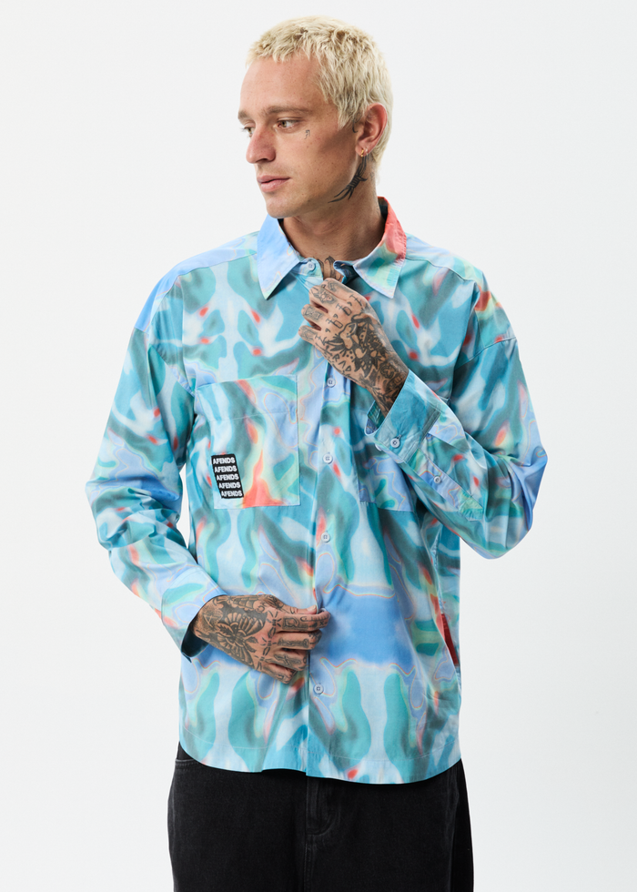 Afends Mens Thermal - Recycled Oversized Long Sleeve Shirt - Multi 