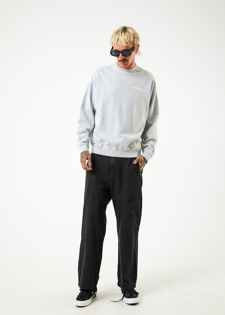 AFENDS Mens Vortex - Crew Neck Jumper - Smoke - Afends AU.