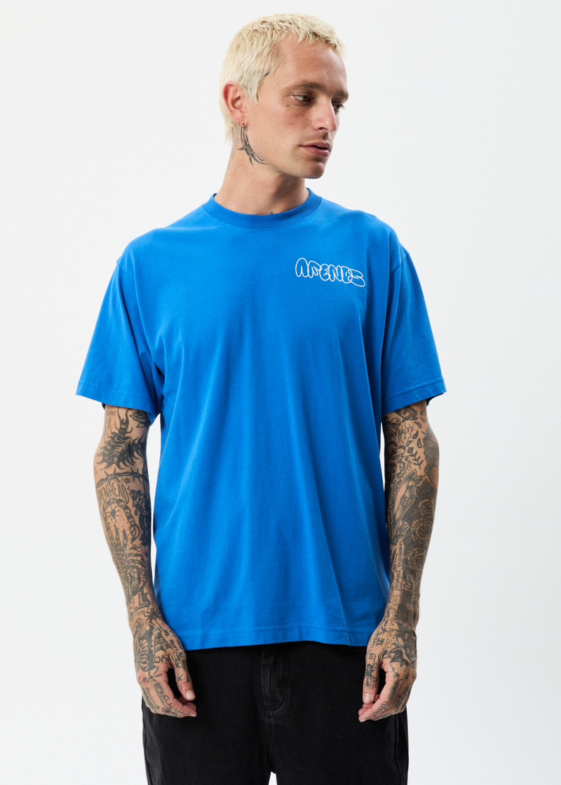 Afends Mens Explode - Recycled Boxy Graphic T-Shirt - Royal Blue
