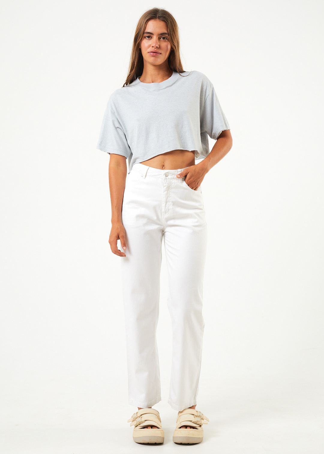 AFENDS Womens Shelby - Wide Leg Pants - White W220401-WHT-28