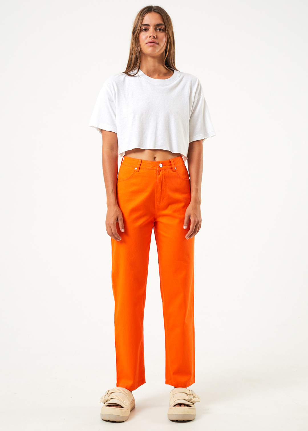 AFENDS Womens Shelby - Wide Leg Pants - Orange W220401-ORG-28