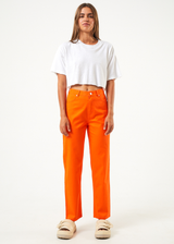 Afends Womens Shelby - Hemp Wide Leg Pants - Orange - Afends womens shelby   hemp wide leg pants   orange w220401 org 28