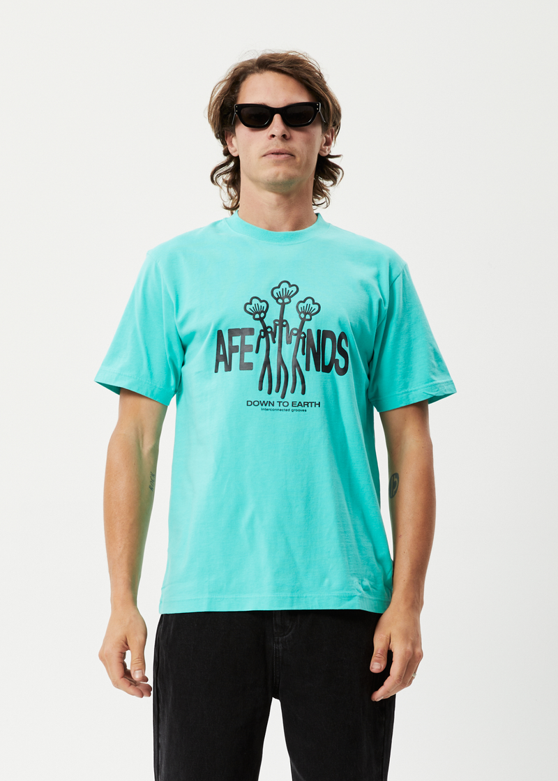 Afends Mens Grooves - Recycled Retro Graphic T-Shirt - Jade