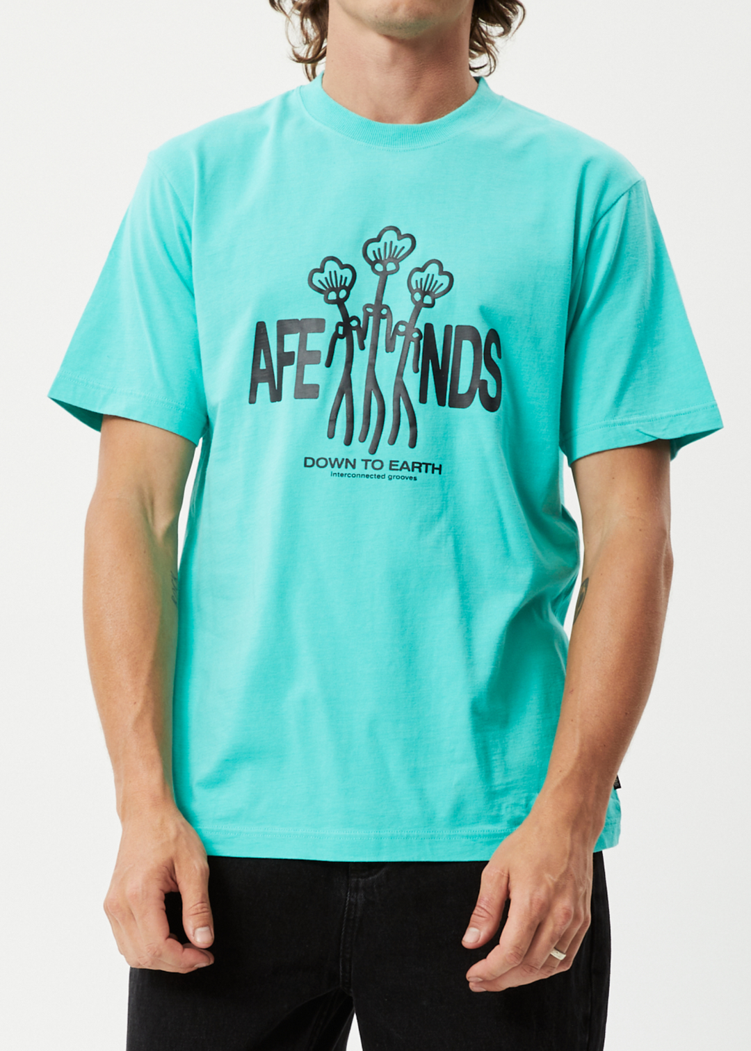 AFENDS Mens Grooves - Retro Graphic T-Shirt - Jade 