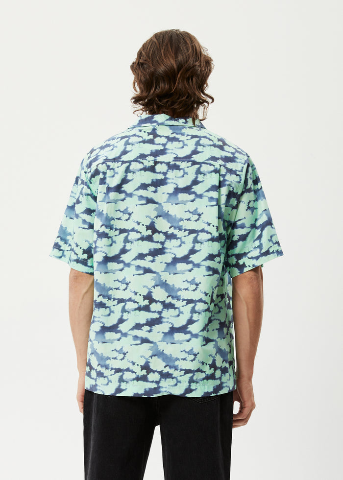 Afends Mens Liquid - Recycled Cuban Short Sleeve Shirt - Jade Floral 