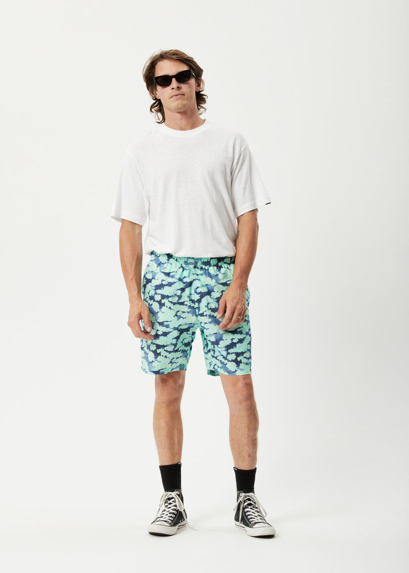 Afends Mens Baywatch Liquid - Organic Elastic Waist Shorts - Jade Floral